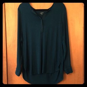 LOFT Teal Top with Chiffon Long Sleeves